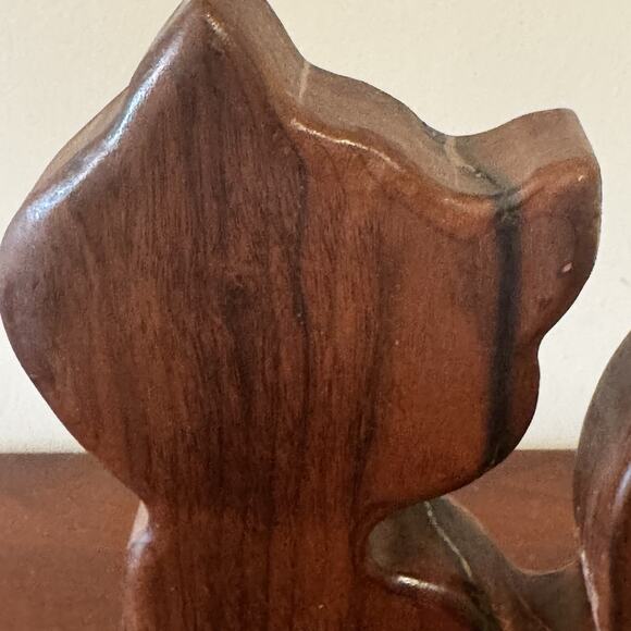 VTG MCM Wooden Cat Kitty Kitten 9" Hand Carved Artisan Cat Lady Minimalist Decor - Picture 7 of 16